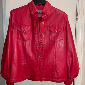 Red Leather Lightweight Jacket - Motorcycle